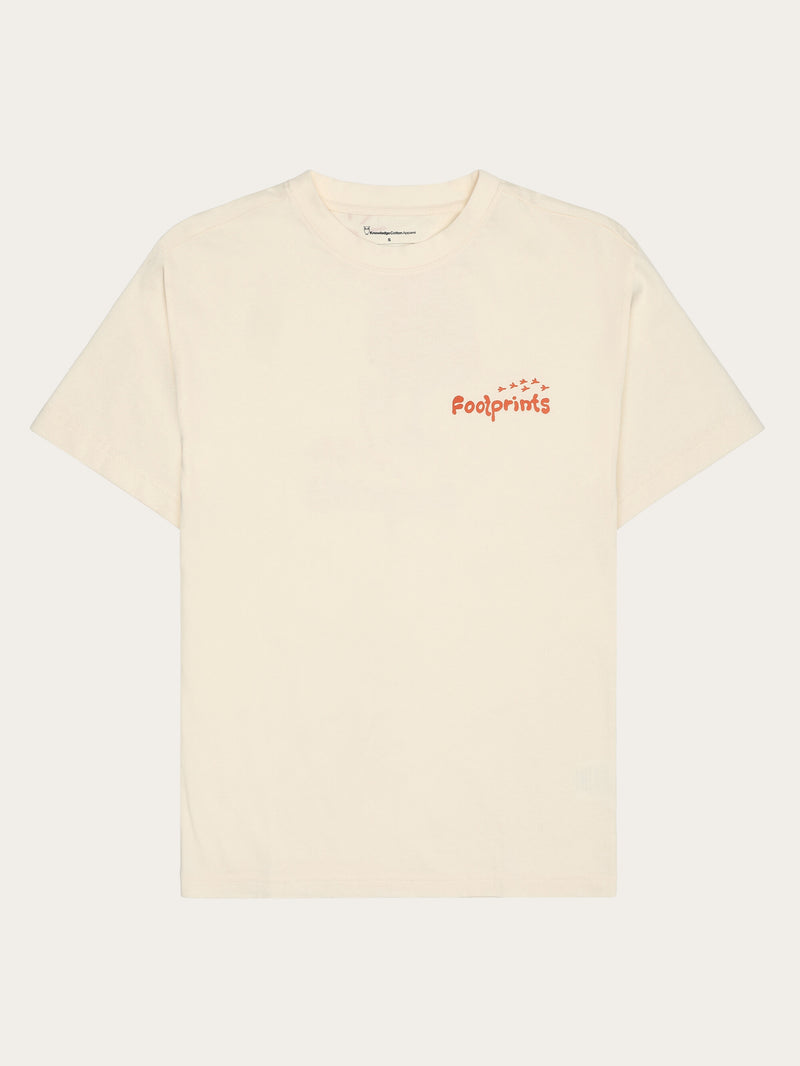 KnowledgeCotton Apparel - WMN GRAPHIC t-shirt - Regenerative Organic Certified™ - GOTS/Vegan T-shirts 1387 Egret