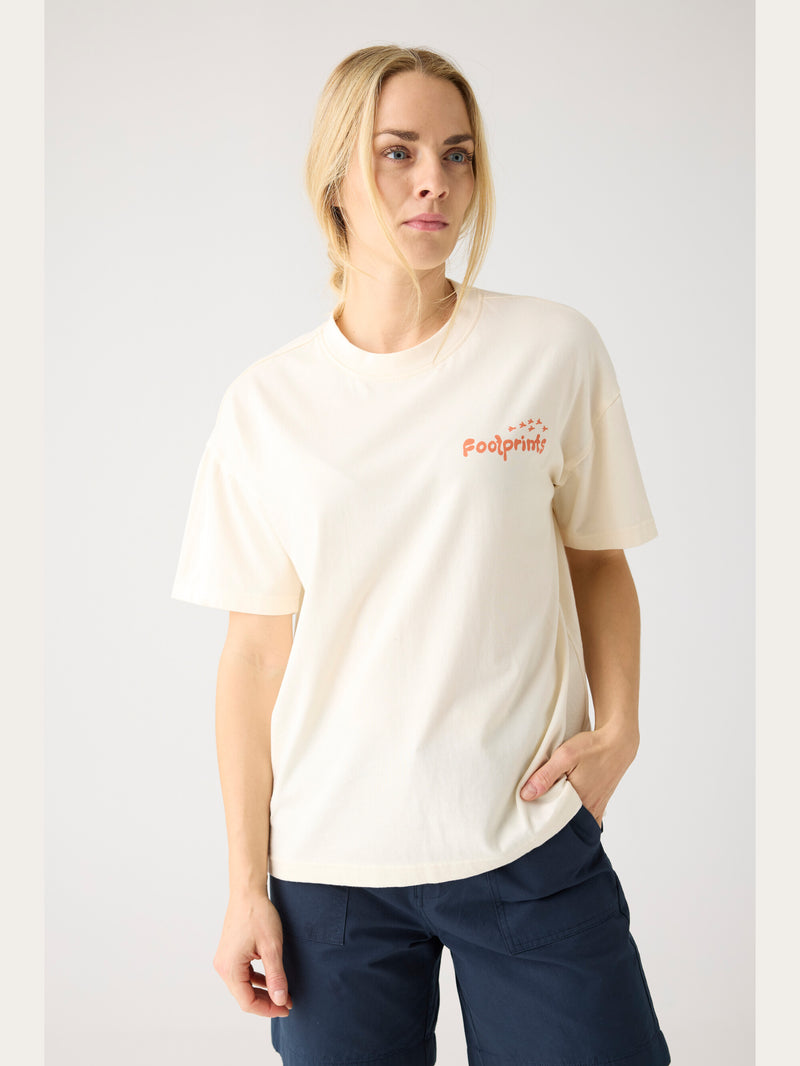 KnowledgeCotton Apparel - WMN GRAPHIC t-shirt - Regenerative Organic Certified™ - GOTS/Vegan T-shirts 1387 Egret