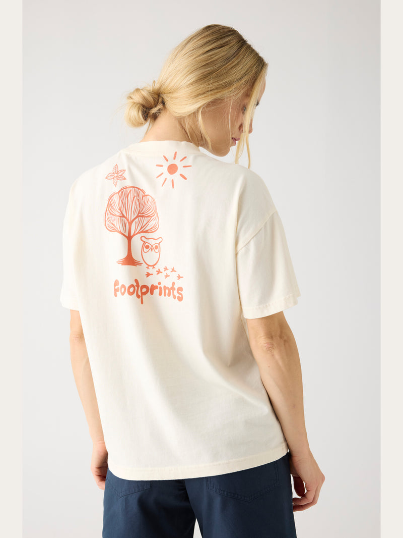 KnowledgeCotton Apparel - WMN GRAPHIC t-shirt - Regenerative Organic Certified™ - GOTS/Vegan T-shirts 1387 Egret