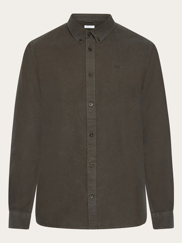 KnowledgeCotton Apparel - MEN Harald Small Owl Oxford Regular Fit Shirt - GOTS/Vegan Shirts 1243 Demitasse (brown)