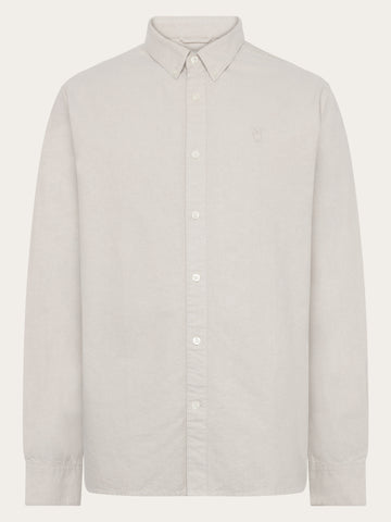 KnowledgeCotton Apparel - MEN Harald Small Owl Oxford Regular Fit Shirt - GOTS/Vegan Shirts 1228 Light feather gray