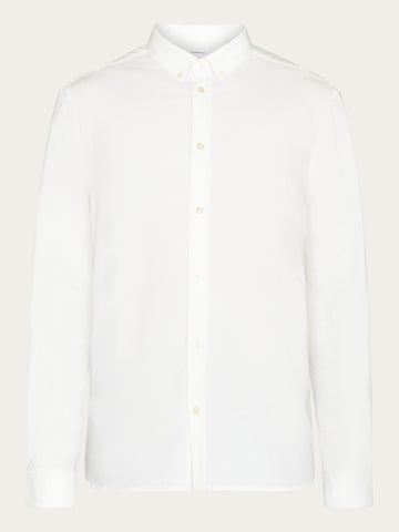 KnowledgeCotton Apparel - MEN Harald Small Owl Oxford Regular Fit Shirt - GOTS/Vegan Shirts 1010 Bright White