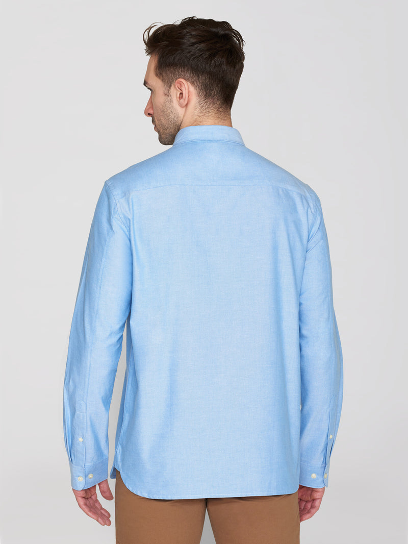KnowledgeCotton Apparel - MEN Harald Small owl oxford regular fit shirt - GOTS/Vegan Shirts 1235 Lapis Blue