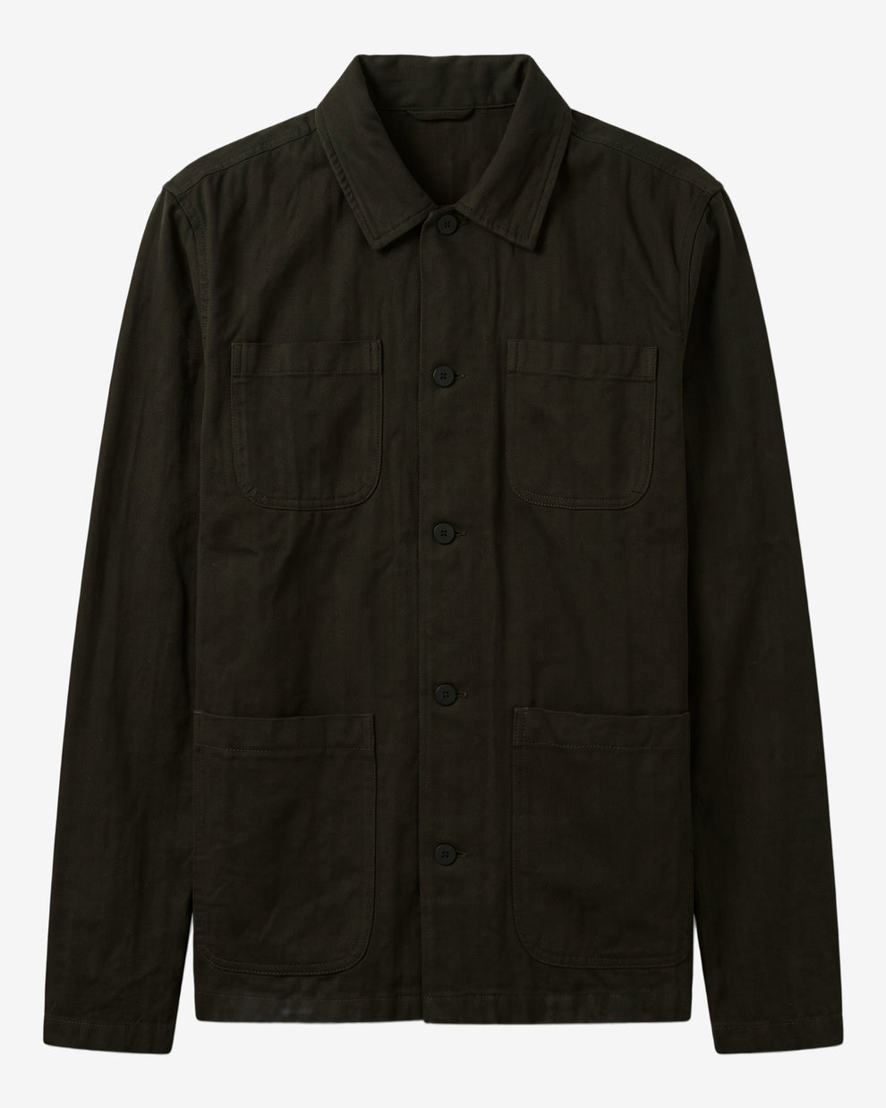 KnowledgeCotton Apparel - MEN Herringbone overshirt Overshirts 1090 Forest Night