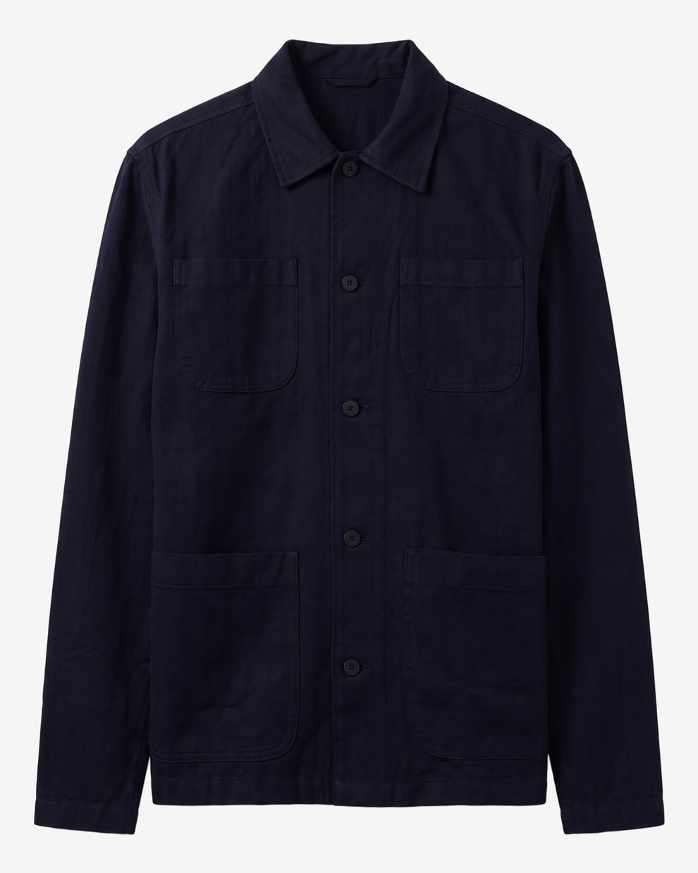 KnowledgeCotton Apparel - MEN Herringbone overshirt Overshirts 1412 Night Sky