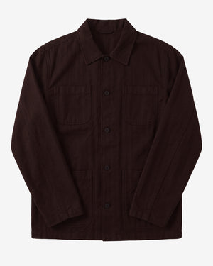 KnowledgeCotton Apparel - MEN Herringbone overshirt Overshirts 1487 Chocolate Torte