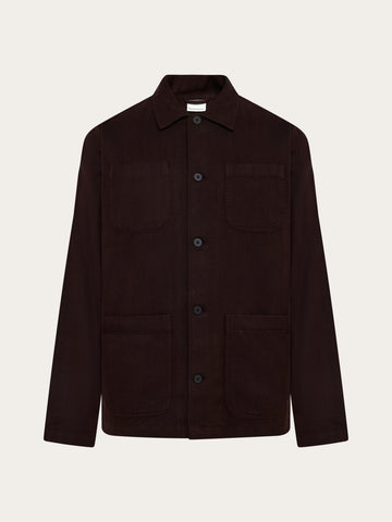 KnowledgeCotton Apparel - MEN Herringbone overshirt Overshirts 1487 Chocolate Torte