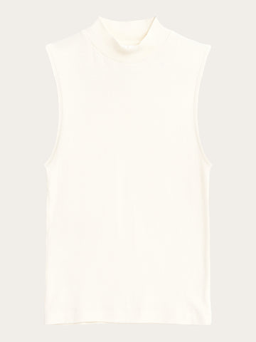 KnowledgeCotton Apparel - WMN High neck rib top T-shirts 1007 Star White