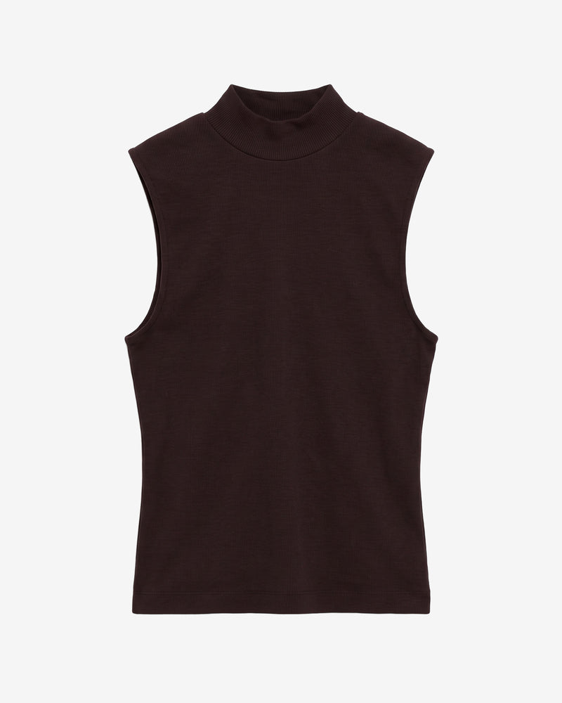 KnowledgeCotton Apparel - WMN High neck rib top T-shirts 1487 Chocolate Torte