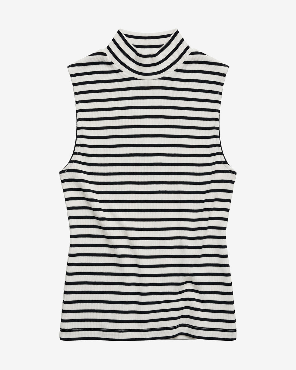 KnowledgeCotton Apparel - WMN High neck rib top T-shirts 8036 Navy