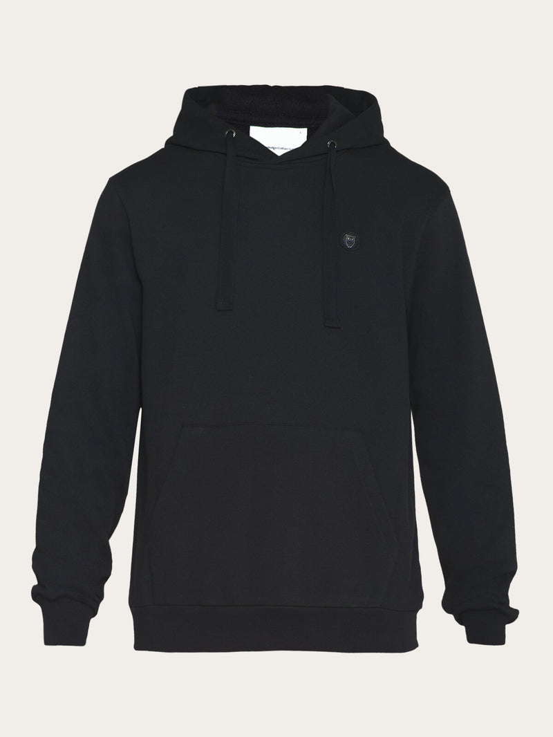 KnowledgeCotton Apparel - MEN Hood basic badge sweat Sweats 1300 Black Jet