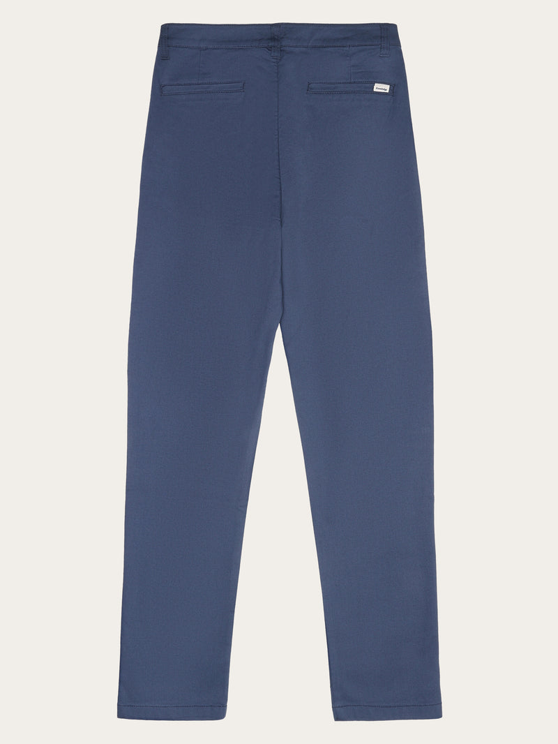 KnowledgeCotton Apparel - WMN IRIS mom mid-rise canvas pique chino - GOTS/Vegan Pants 1226 Vintage Indigo