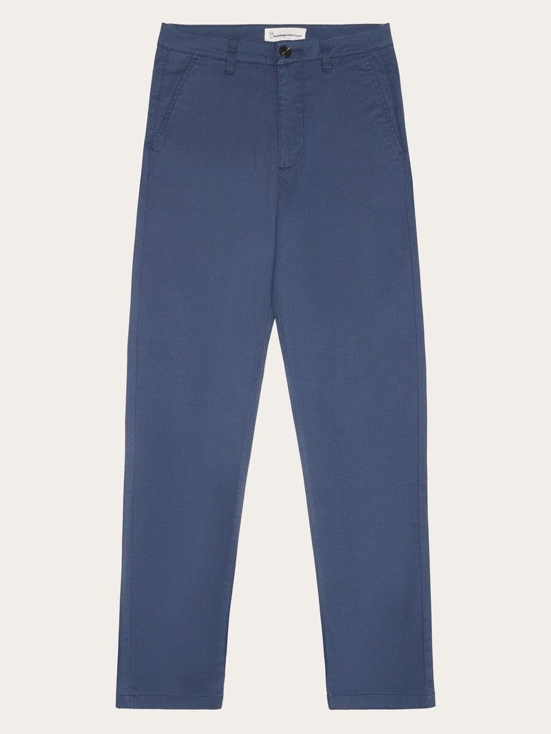 KnowledgeCotton Apparel - WMN IRIS mom mid-rise canvas pique chino - GOTS/Vegan Pants 1226 Vintage Indigo