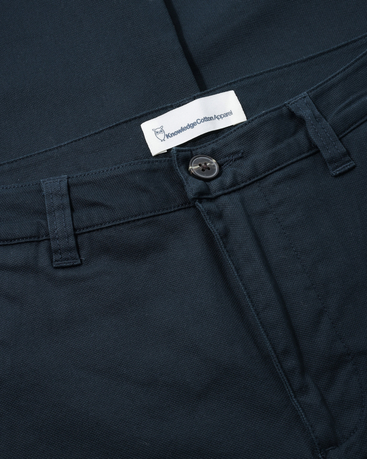 KnowledgeCotton Apparel - WMN Iris slim pique pant Pants 1001 Total Eclipse