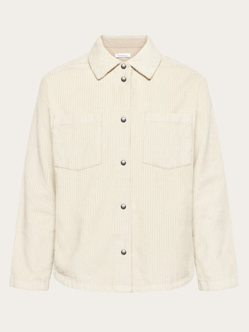 KnowledgeCotton Apparel - WMN Irregular corduroy overshirt- GOTS/Vegan Overshirts 1228 Light feather gray