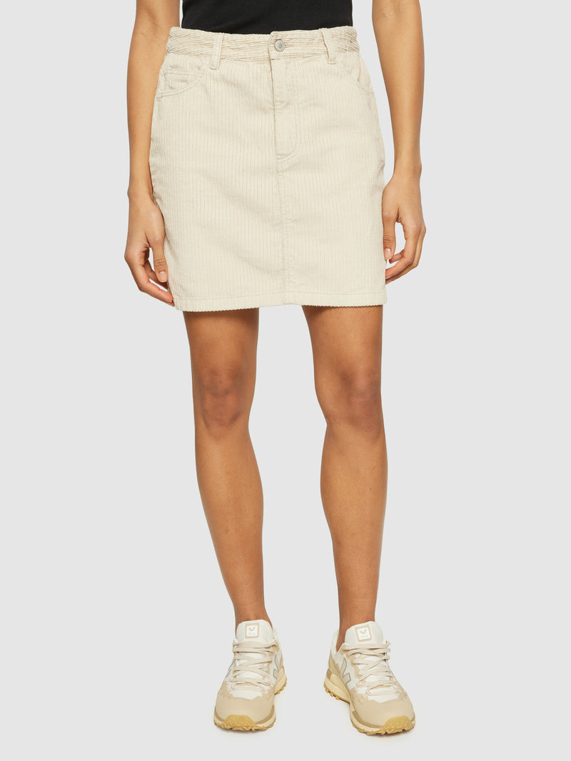 KnowledgeCotton Apparel - WMN Irregular corduroy skirt - GOTS/Vegan Skirts 1228 Light feather gray