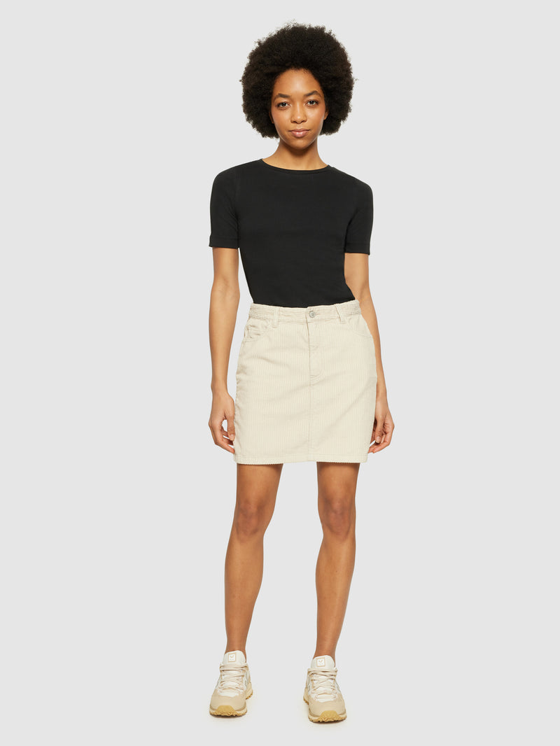 KnowledgeCotton Apparel - WMN Irregular corduroy skirt - GOTS/Vegan Skirts 1228 Light feather gray