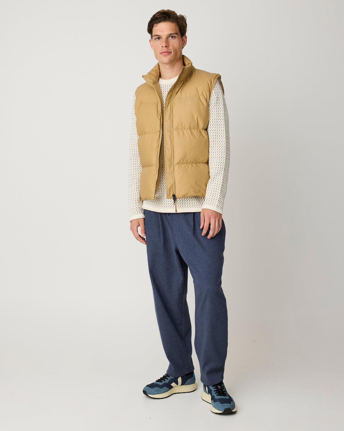 KnowledgeCotton Apparel - MEN Jacquard crew neck sweater Knits 9933 Creme