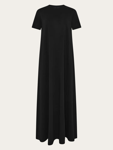 KnowledgeCotton Apparel - WMN Jersey maxi dress T-shirts 1300 Black Jet