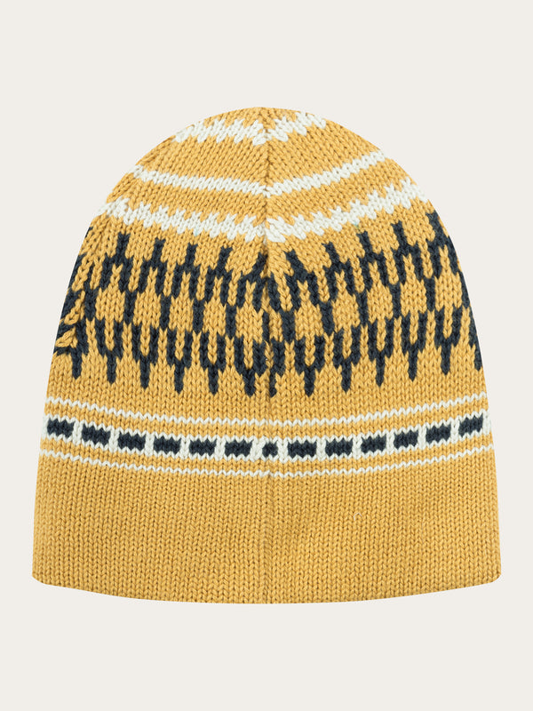 KnowledgeCotton Apparel - YOUNG Kids Jacquard knit beanie Hats 8024 Yellow stripe