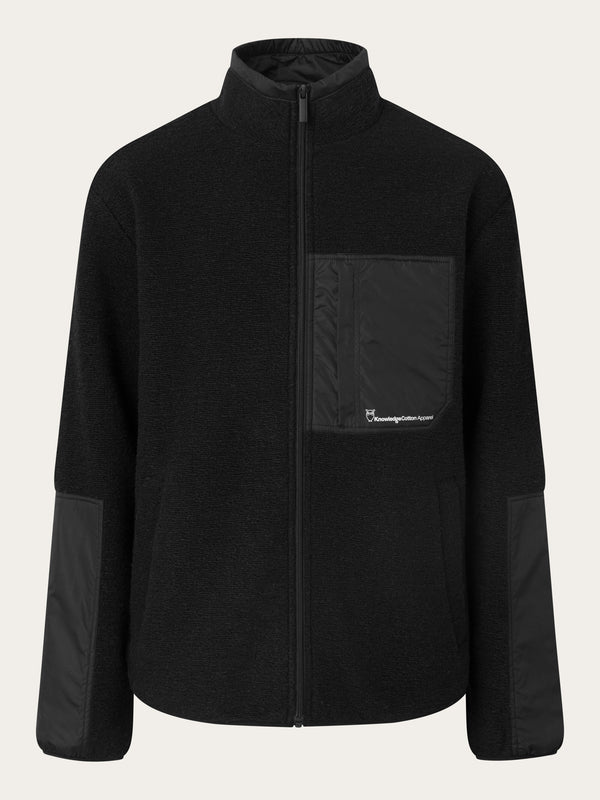 KnowledgeCotton Apparel - MEN Knitted fleece jacket Fleeces 1300 Black Jet