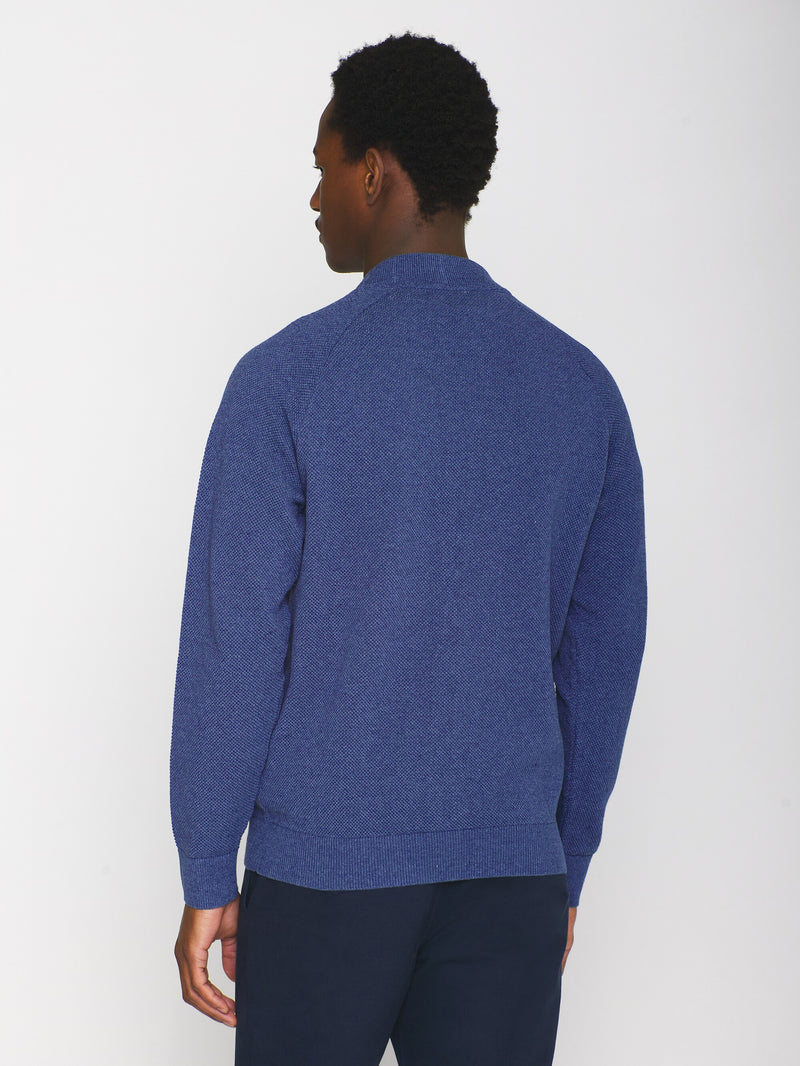 KnowledgeCotton Apparel - MEN Knitted zip cardigan - GOTS/Vegan Knits 1427 Coronet Blue