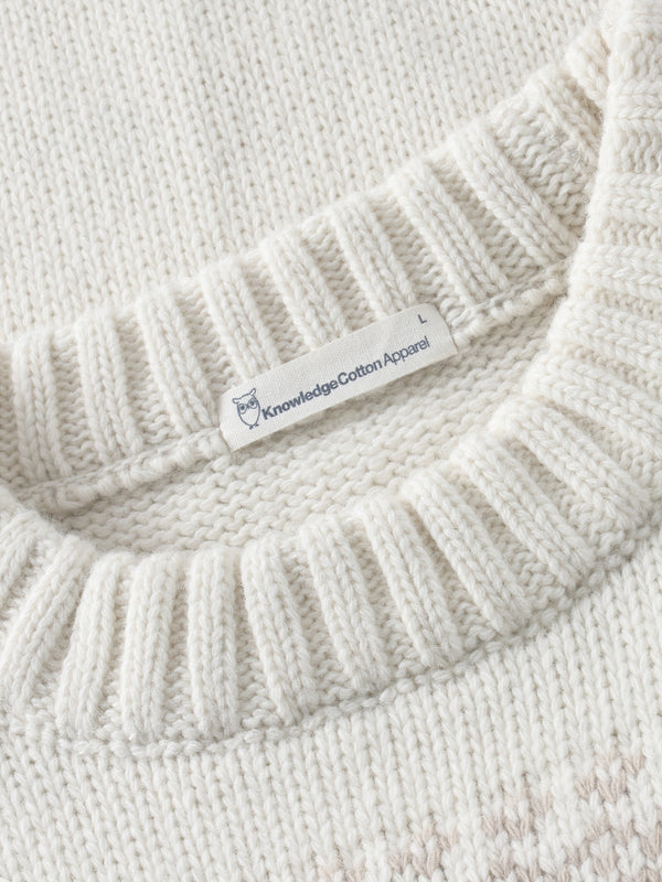 KnowledgeCotton Apparel - MEN Lambswool Crew Neck Knit RWS Knits 1387 Egret