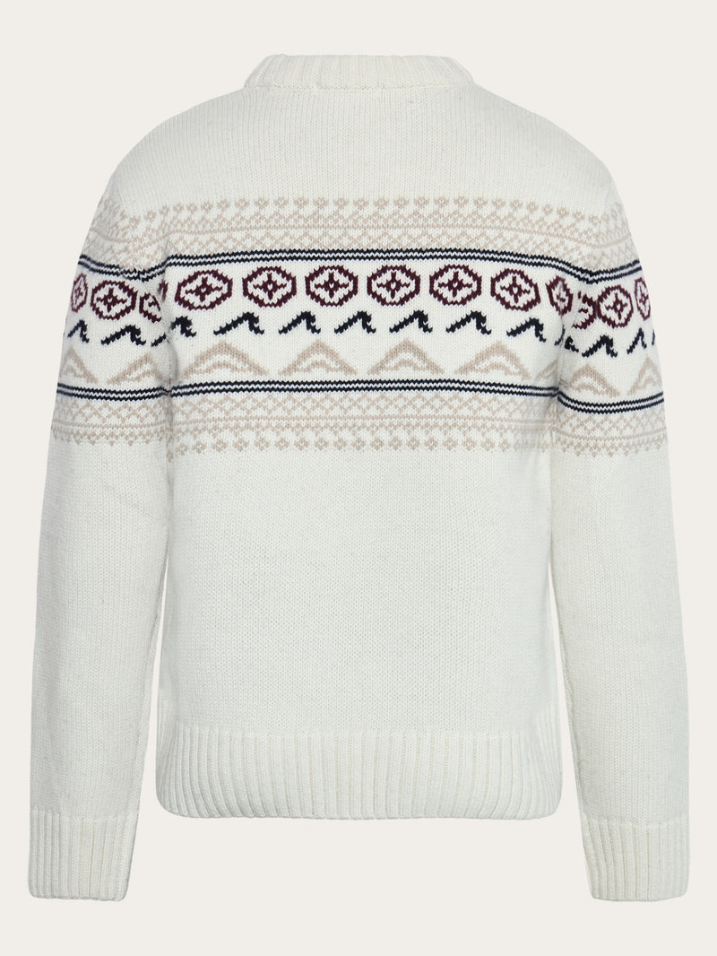 KnowledgeCotton Apparel - MEN Lambswool Crew Neck Knit RWS Knits 1387 Egret