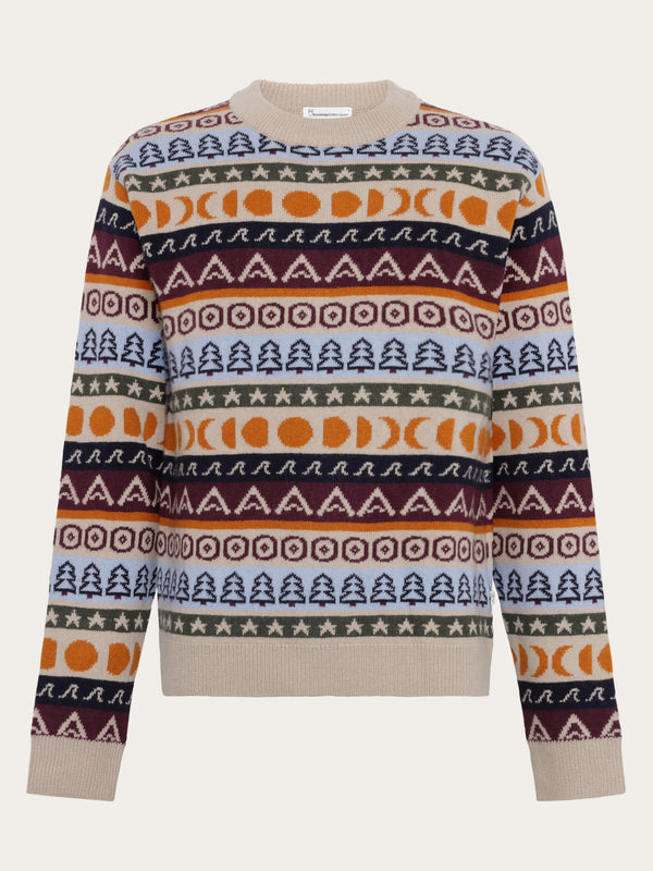 KnowledgeCotton Apparel - MEN Lambswool Crew Neck Knit RWS Knits 9925 Red