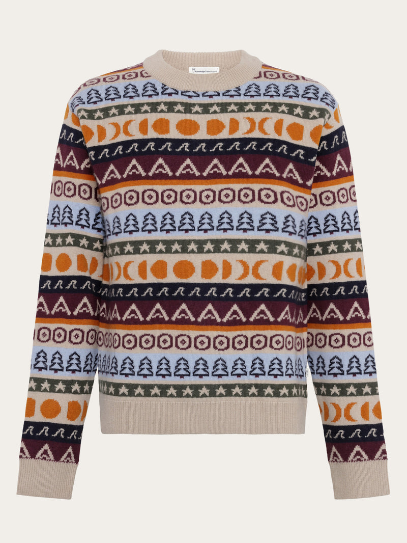 KnowledgeCotton Apparel - MEN Lambswool Crew Neck Knit RWS Knits 9925 Red