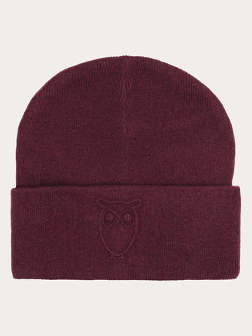 KnowledgeCotton Apparel - UNI Lambswool Logo Embossed Beanie RWS Hats 1281 Fig