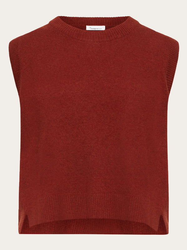 KnowledgeCotton Apparel - WMN Lambswool Vest Knits 1478 Fired Brick