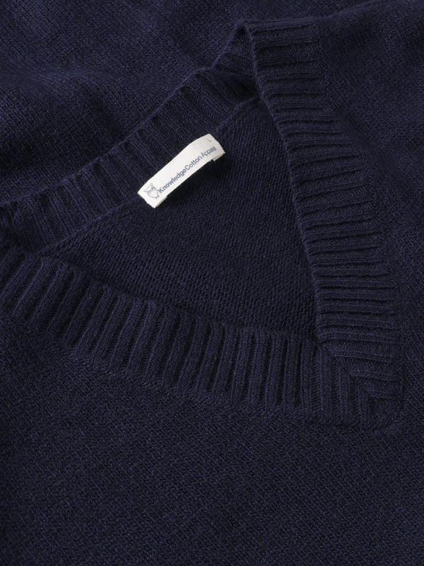 KnowledgeCotton Apparel - MEN Lambswool Vest Knit RWS Knits 1001 Total Eclipse
