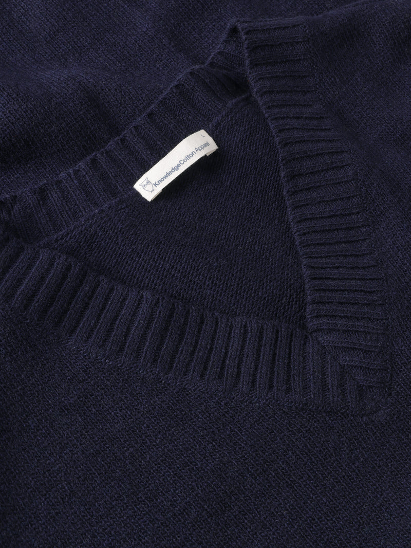 KnowledgeCotton Apparel - MEN Lambswool Vest Knit RWS Knits 1001 Total Eclipse