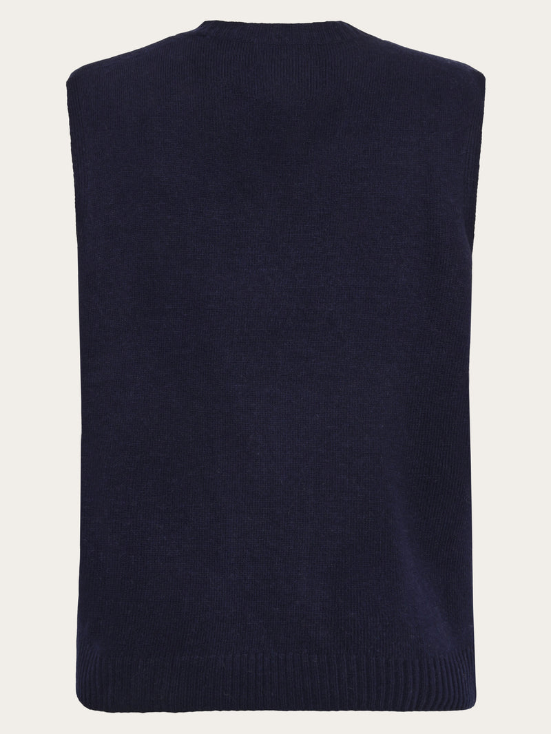 KnowledgeCotton Apparel - MEN Lambswool Vest Knit RWS Knits 1001 Total Eclipse