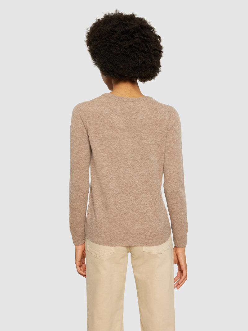 KnowledgeCotton Apparel - WMN Lambswool crew neck Knits 1336 Kelp melange