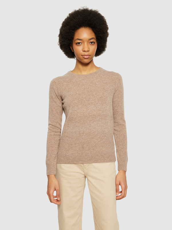 KnowledgeCotton Apparel - WMN Lambswool crew neck Knits 1336 Kelp melange