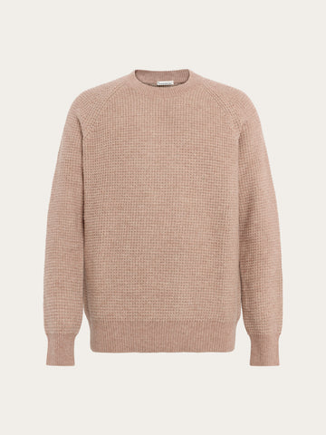 KnowledgeCotton Apparel - MEN Lambswool crew neck sweater Knits 1336 Kelp melange