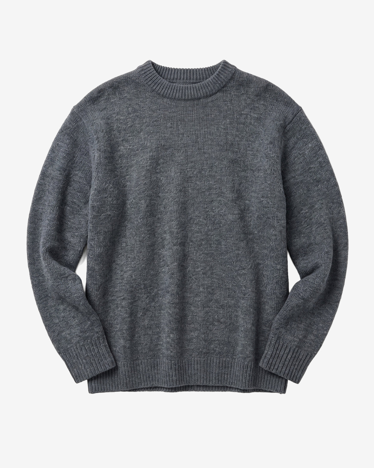 KnowledgeCotton Apparel - WMN Lambswool crew neck sweater Knits 1073 Dark Grey Melange