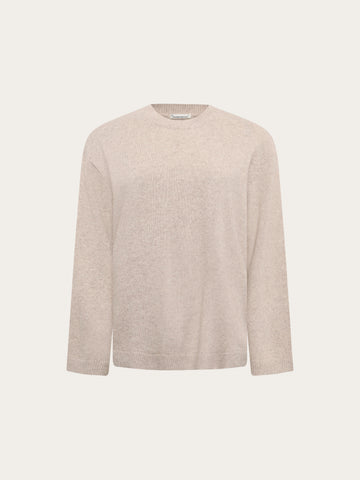 KnowledgeCotton Apparel - WMN Lambswool crew neck sweater Knits 1074 Nature Melange