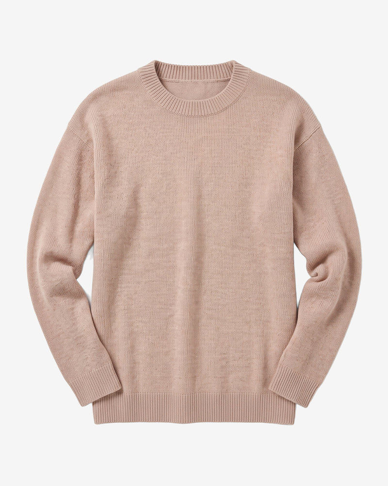 KnowledgeCotton Apparel - WMN Lambswool crew neck sweater Knits 1336 Kelp melange