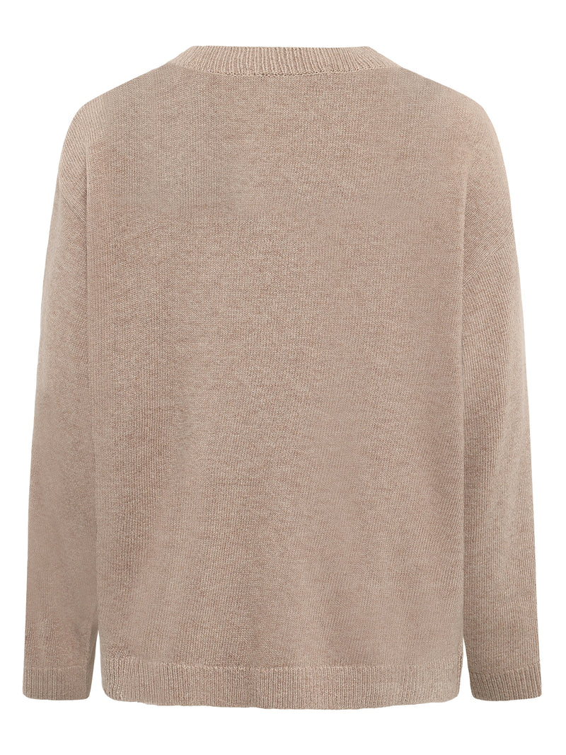 KnowledgeCotton Apparel - WMN Lambswool crew neck sweater Knits 1336 Kelp melange