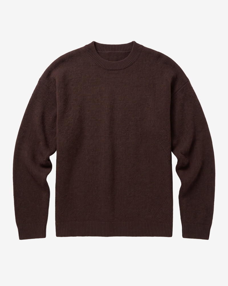 KnowledgeCotton Apparel - WMN Lambswool crew neck sweater Knits 1487 Chocolate Torte
