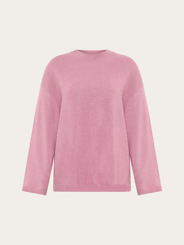 KnowledgeCotton Apparel - WMN Lambswool crew neck sweater Knits 1503 Orchid Haze