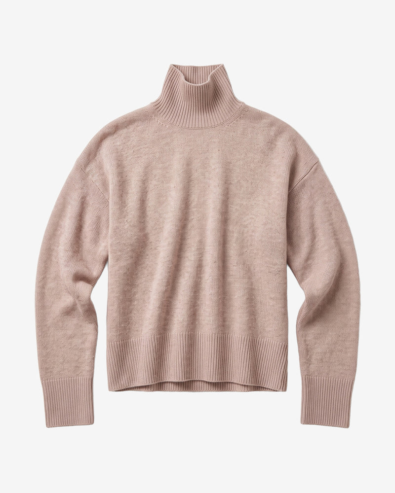 KnowledgeCotton Apparel - WMN Lambswool high neck sweater Knits 1074 Nature Melange