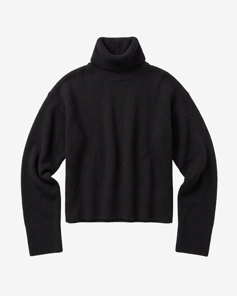KnowledgeCotton Apparel - WMN Lambswool high neck sweater Knits 1300 Black Jet