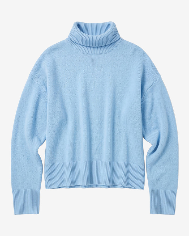 KnowledgeCotton Apparel - WMN Lambswool high neck sweater Knits 1322 Asley Blue