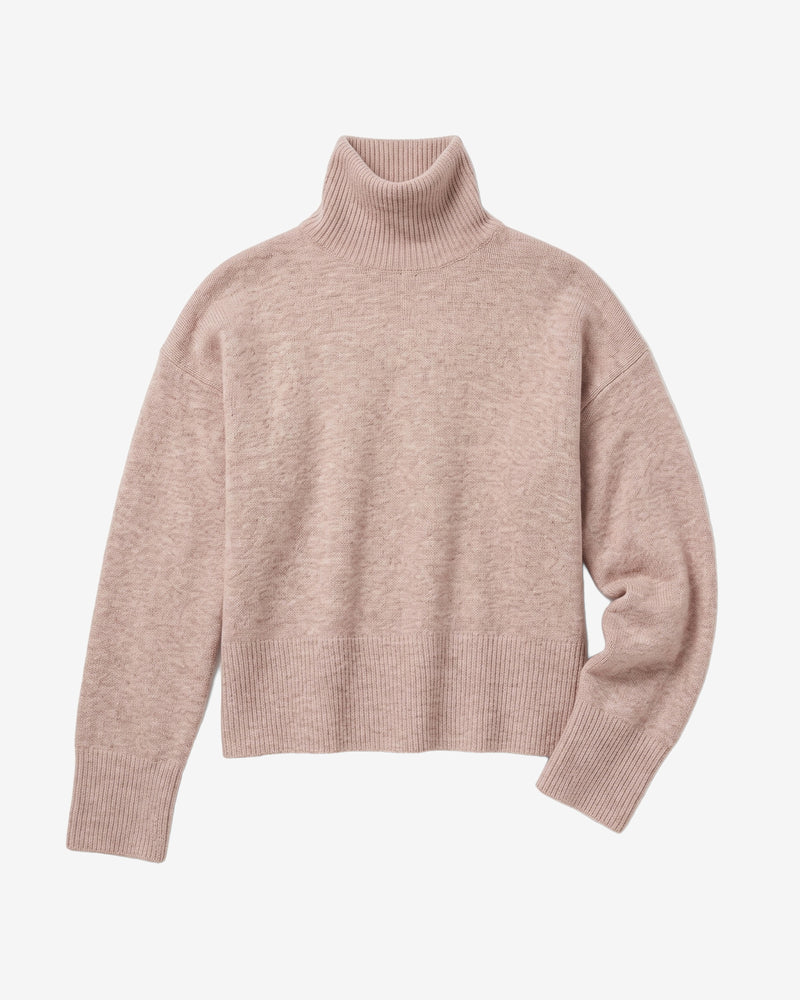 KnowledgeCotton Apparel - WMN Lambswool high neck sweater Knits 1336 Kelp melange