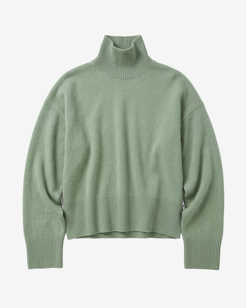 KnowledgeCotton Apparel - WMN Lambswool high neck sweater Knits 1396 Lily Pad