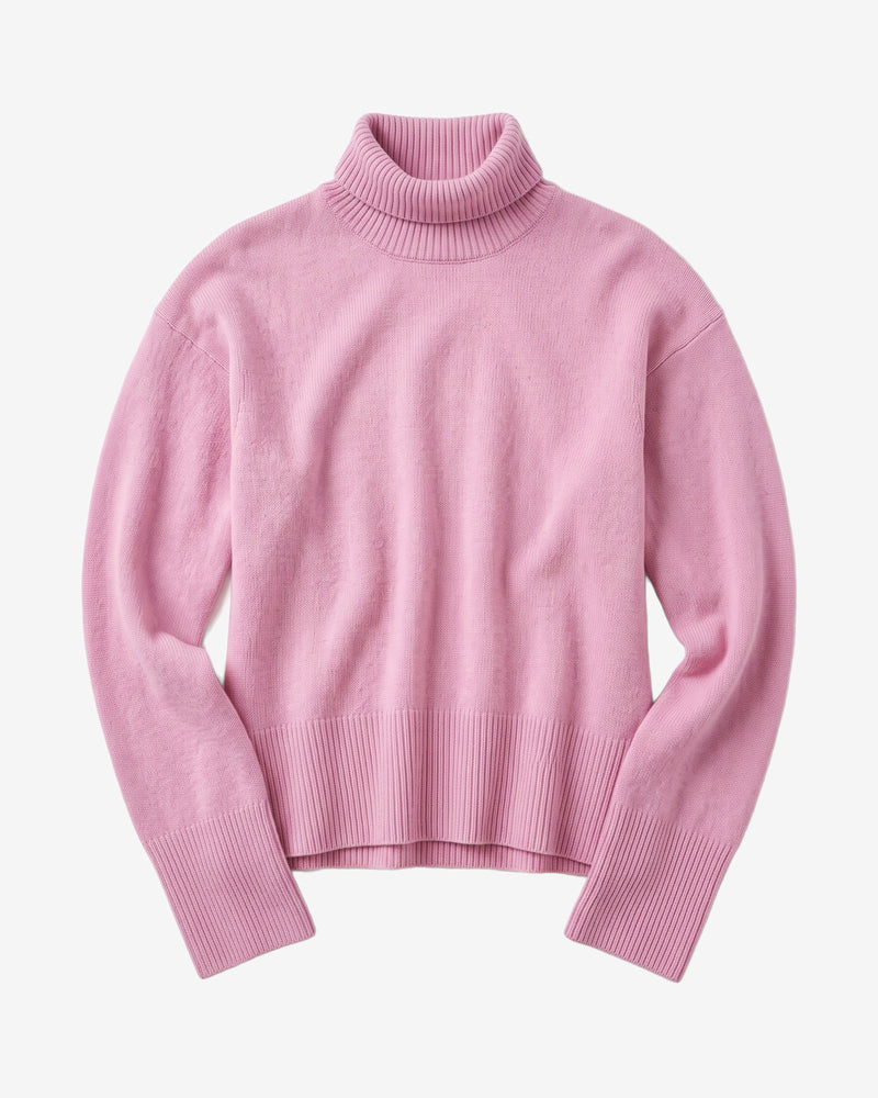 KnowledgeCotton Apparel - WMN Lambswool high neck sweater Knits 1503 Orchid Haze